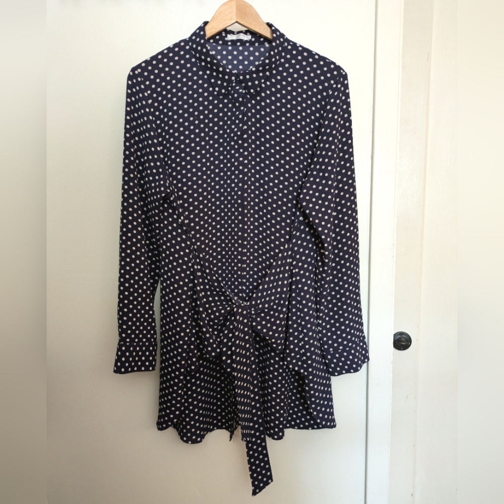 Navy Polka Dot Shirt Dress